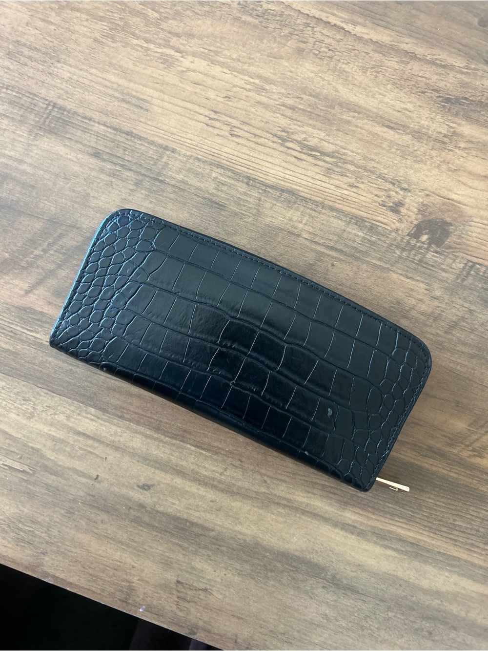A New Day Target standard Black Croc-Embossed Zip Wallet card files